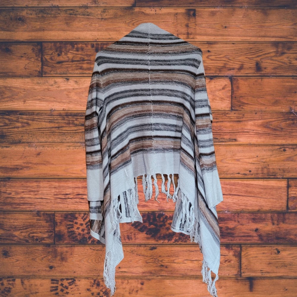 Women's Poof! Open Cardigan With Fringe Sz L - Picture 3 of 5